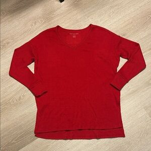 American Eagle Outfitters Oversized Red Super Soft V-Neck Sweater